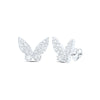 10kt White Gold Womens Round Diamond Butterfly Earrings 1/2 Cttw