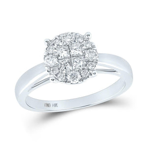 14kt White Gold Princess Diamond Cluster Bridal Wedding Engagement Ring 1/2 Cttw