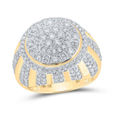 10kt Yellow Gold Mens Round Diamond Circle Cluster Ring 3 Cttw