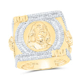 10kt Yellow Gold Mens Baguette Diamond Ben Franklin 100 Cluster Ring 1-1/2 Cttw