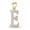 10kt Yellow Gold Womens Round Diamond Initial E Letter Pendant 1/12 Cttw