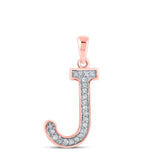 10kt Rose Gold Womens Round Diamond Initial J Letter Pendant 1/20 Cttw