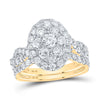 10kt Yellow Gold Round Diamond Oval Halo Bridal Wedding Ring Band Set 2 Cttw