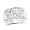10kt White Gold Mens Princess Diamond Band Ring 2-1/2 Cttw
