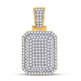 10kt Yellow Gold Mens Round Diamond Dog Tag Charm Pendant 5/8 Cttw