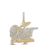 10kt Yellow Gold Mens Round Diamond GET MONEY TEAM Charm Pendant 3-3/4 Cttw