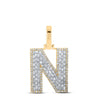 10kt Yellow Gold Mens Baguette Diamond N Initial Letter Charm Pendant 5/8 Cttw