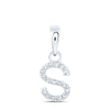 10kt White Gold Womens Round Diamond S Initial Letter Pendant 1/20 Cttw