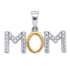 Sterling Silver White Diamond Mother Mom 2-tone Charm Pendant 1/10 Cttw