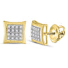 10kt Yellow Gold Round Diamond Kite Square Earrings 1/12 Cttw