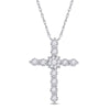 14kt White Gold Womens Round Diamond Cross Pendant 1/2 Cttw