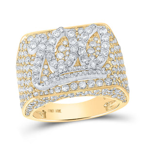 10kt Yellow Gold Mens Round Diamond 100 Emoji Statement Band Ring 6 Cttw