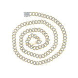 10kt Yellow Gold Mens Round Diamond Miami Cuban Link Chain Necklace 10 Cttw