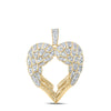 10kt Yellow Gold Womens Round Diamond Wing Heart Pendant 1/2 Cttw