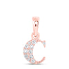 10kt Rose Gold Womens Round Diamond C Initial Letter Pendant 1/20 Cttw