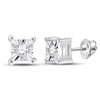 14kt White Gold Womens Round Diamond Solitaire Earrings 1/20 Cttw