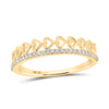 10kt Yellow Gold Womens Round Diamond Heart Band Ring 1/6 Cttw