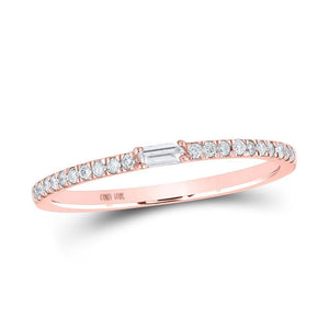 10kt Rose Gold Womens Baguette Diamond Band Ring 1/6 Cttw