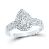 14kt White Gold Round Diamond Cluster Bridal Wedding Engagement Ring 3/4 Cttw