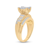 14kt Yellow Gold Princess Diamond Cluster Bridal Wedding Engagement Ring 7/8 Cttw