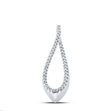 10kt White Gold Womens Round Diamond Teardrop Pendant 1/8 Cttw