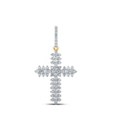 10kt Yellow Gold Womens Round Diamond Cross Pendant 3/4 Cttw