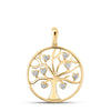 10kt Yellow Gold Womens Round Diamond Tree of Life Heart Pendant 1/20 Cttw