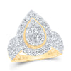 10kt Yellow Gold Womens Round Diamond Teardrop Cluster Ring 2 Cttw