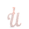 10kt Rose Gold Womens Round Diamond U Initial Letter Pendant 1/6 Cttw