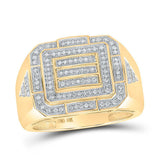 10kt Yellow Gold Mens Round Diamond Cluster Ring 1/3 Cttw
