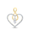 10kt Yellow Gold Womens Round Diamond Heart Pendant 1/3 Cttw