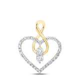 10kt Yellow Gold Womens Round Diamond Heart Pendant 1/3 Cttw