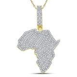 10kt Yellow Gold Mens Round Diamond Africa Charm Pendant 5/8 Cttw