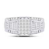 10kt White Gold Princess Diamond Cluster Bridal Wedding Engagement Ring 1 Cttw