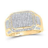 10kt Yellow Gold Mens Round Diamond Cluster Ring 5/8 Cttw