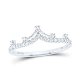 10kt White Gold Womens Round Diamond Crown Tiara Fashion Band Ring 1/5 Cttw