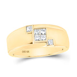 10kt Yellow Gold Mens Princess Diamond Band Ring 3/8 Cttw
