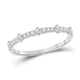 10kt White Gold Womens Round Diamond 5-Stone Stackable Band Ring 1/4 Cttw