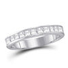 14kt White Gold Womens Princess Diamond Wedding Band 1/4 Cttw