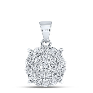 10kt White Gold Womens Round Diamond Cluster Pendant 1 Cttw