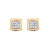 10kt Yellow Gold Womens Round Diamond Square Earrings 1/20 Cttw