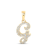 10kt Yellow Gold Womens Round Diamond G Initial Letter Pendant 1/6 Cttw