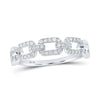 10kt White Gold Womens Round Diamond Link Stackable Band Ring 1/5 Cttw