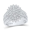 10kt White Gold Womens Round Diamond Cluster Ring 1-1/2 Cttw