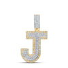 10kt Two-tone Gold Mens Round Diamond J Initial Letter Pendant 1/2 Cttw