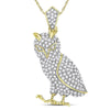 10kt Yellow Gold Mens Round Diamond Owl Bird Animal Charm Pendant 1 Cttw