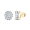 14kt Yellow Gold Womens Princess Diamond Cluster Earrings 2 Cttw