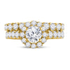 14kt Yellow Gold Round Diamond Halo Bridal Wedding Ring Band Set 2 Cttw