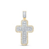 10kt Yellow Gold Mens Baguette Diamond Cross Charm Pendant 3/4 Cttw