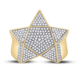 10kt Yellow Gold Mens Round Diamond Star Statement Ring 1 Cttw